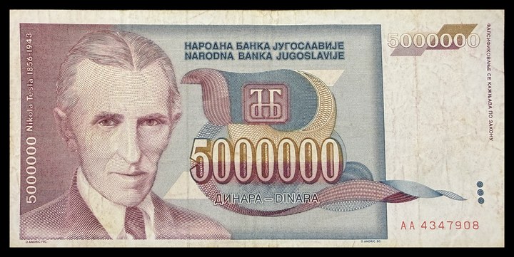 Yugoslavia 5000000 Dinara, specimen 651