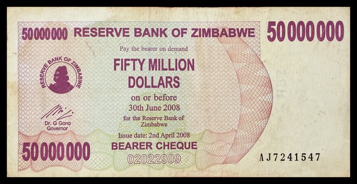 Zimbabwe 50000000 / 50000000000, specimen 684