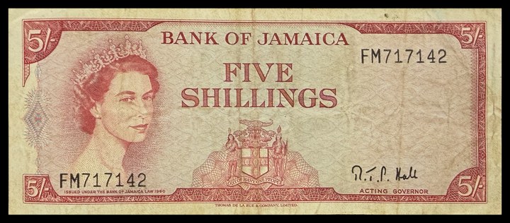 Jamaica 5 Shillings, specimen 723