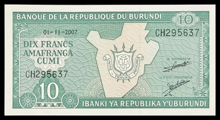 Burundi 10, specimen 98