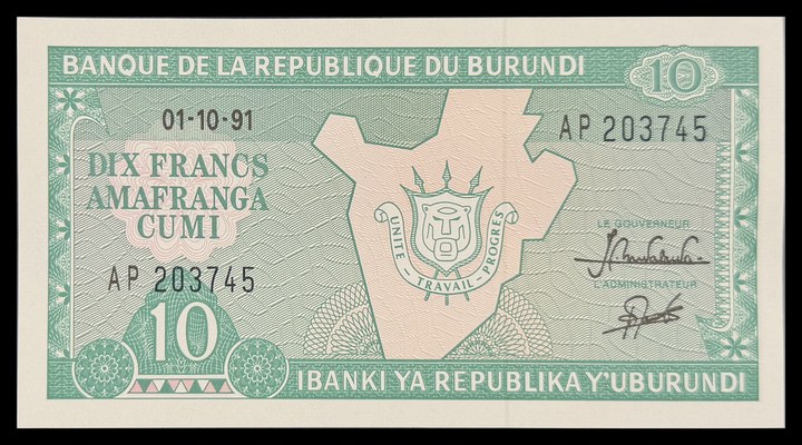 Burundi 10, specimen 50
